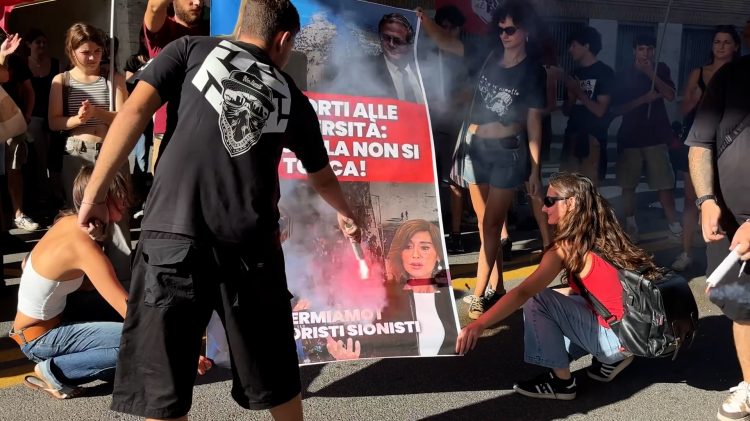 Sumud Flotilla, alla Sapienza bruciati i volti di Ben-Gvir, Meloni, Salvini e Bernini