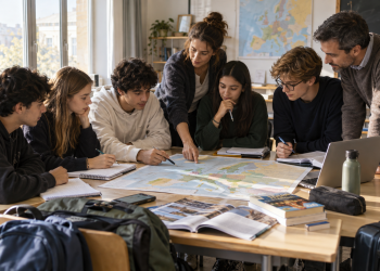 Studenti e docenti preparano un progetto di mobilità Erasmus+ a scuola