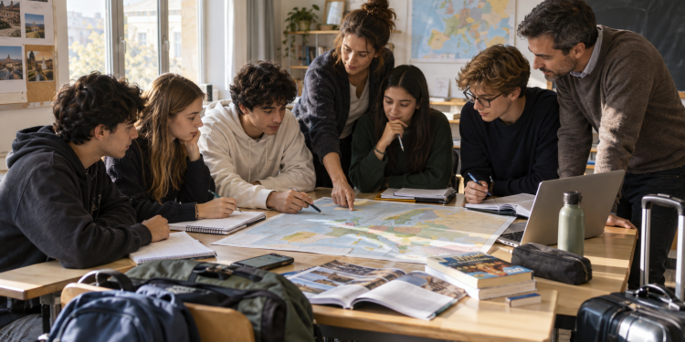 Studenti e docenti preparano un progetto di mobilità Erasmus+ a scuola