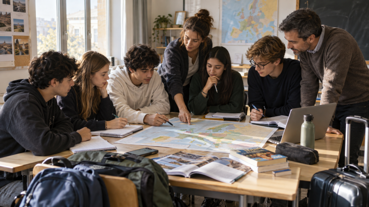Studenti e docenti preparano un progetto di mobilità Erasmus+ a scuola