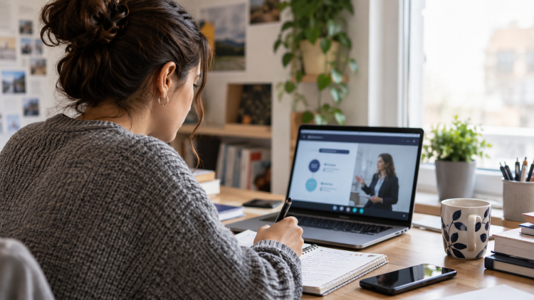 Giovane segue online i corsi EDO per le competenze digitali