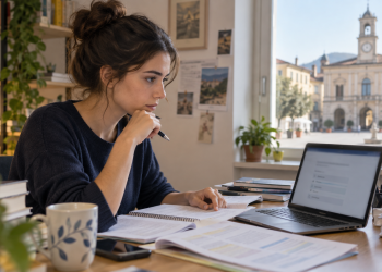 campo Testo alternativo WordPress: Giovane candidata prepara la prova online del Maxi Avviso ASMEL 2026 degli idonei.