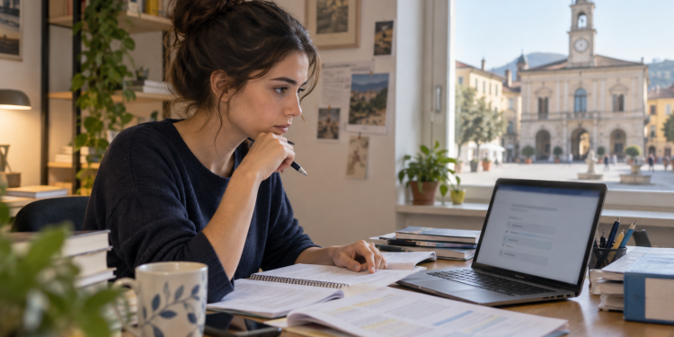 campo Testo alternativo WordPress: Giovane candidata prepara la prova online del Maxi Avviso ASMEL 2026 degli idonei.