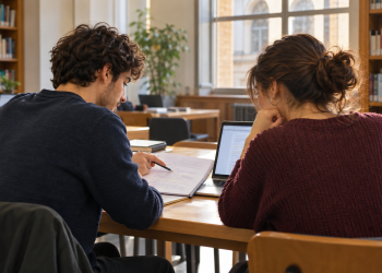 Studenti universitari collaborano nello studio, immagine illustrativa delle borse di collaborazione Sapienza 2026.