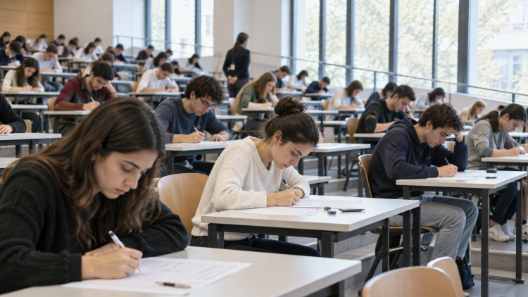 Candidati durante il test Professioni sanitarie 2026 in un’aula universitaria