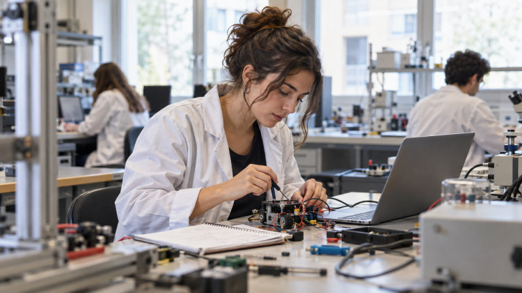 Studentessa in laboratorio universitario per le borse Women in STEM 2026