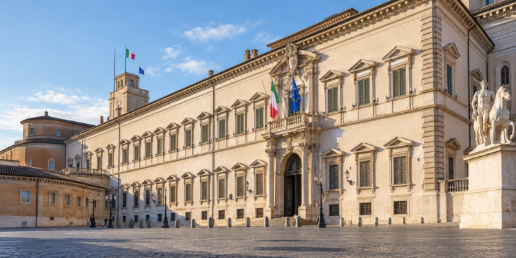 Rappresentazione illustrativa del Palazzo del Quirinale visto dalla piazza.