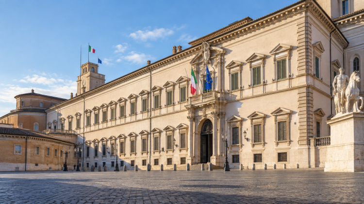 Rappresentazione illustrativa del Palazzo del Quirinale visto dalla piazza.