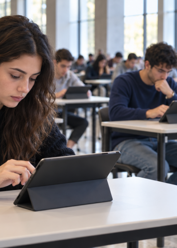 Addetta di un ufficio universitario assiste una studentessa allo sportello
