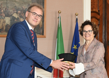 Passaggio di consegne per l’insediamento del rettore Marco Sgarbi a Ca’ Foscari