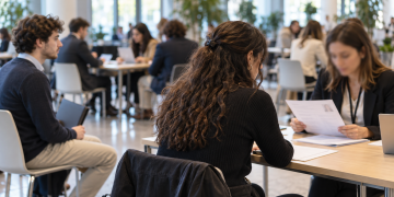 Giovane candidata durante un colloquio di lavoro con una recruiter