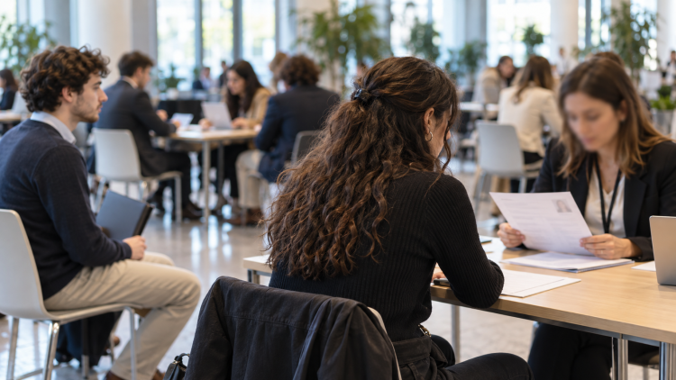 Giovane candidata durante un colloquio di lavoro con una recruiter